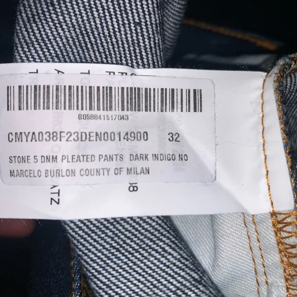 Marcelo Burlon Stone 5 Denim Pleated Jeans Pants Dark Blue Indigo 32 $800 - Picture 7 of 8
